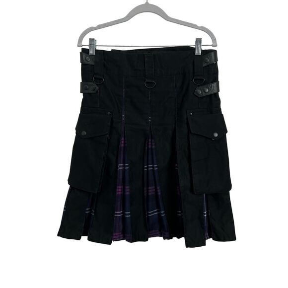 Kommando Kilts Scottish Highland Utility Black Purple Plaid Kilt Size 34 - Picture 1 of 7